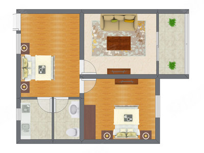 2室1厅 70.00平米户型图