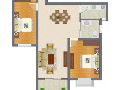 2室2厅 59.14平米户型图
