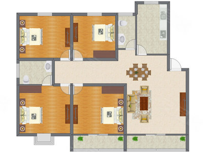 4室1厅 128.85平米