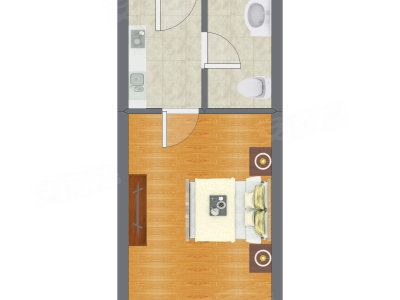 1室0厅 40.17平米户型图