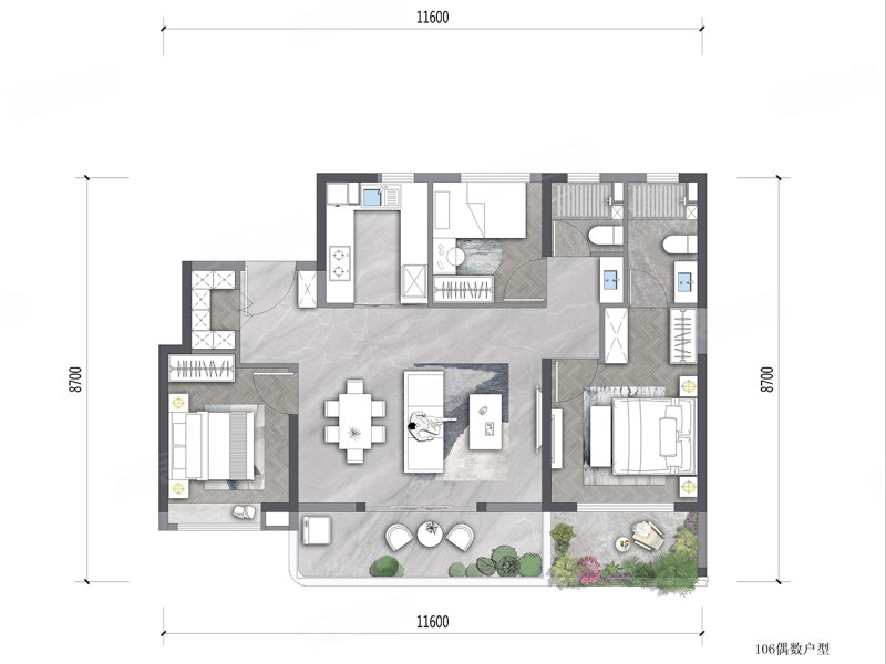 能建长誉府3室2厅106㎡180万二手房图片