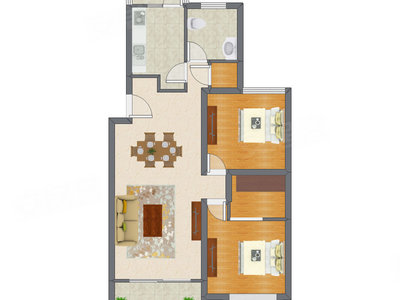 2室2厅 108.32平米户型图