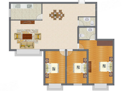 3室2厅 116.18平米户型图