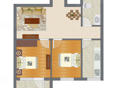 2室2厅 64.00平米