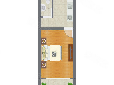 1室0厅 35.85平米户型图