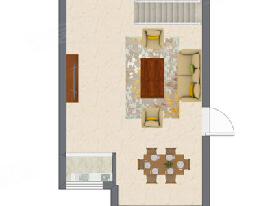 1室2厅 28.50平米户型图