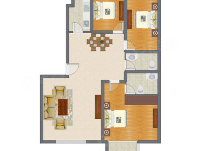 3室2厅 90.02平米户型图