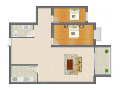 2室2厅 79.80平米