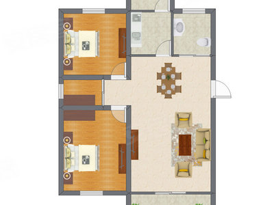 2室1厅 85.00平米