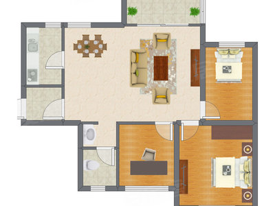 3室2厅 68.31平米