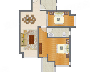 2室2厅 69.83平米户型图