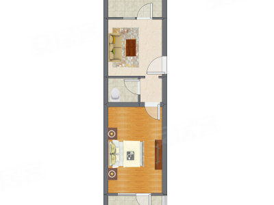 1室1厅 48.67平米户型图
