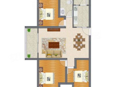 3室2厅 105.02平米