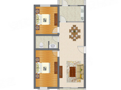 2室2厅 101.91平米户型图