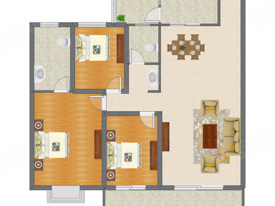 3室2厅 128.77平米