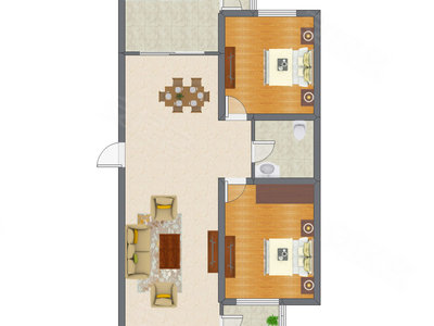 2室2厅 96.01平米户型图