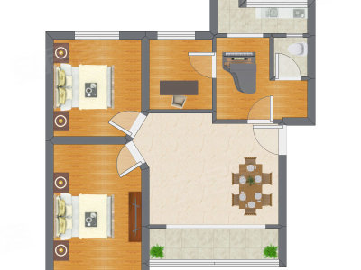 3室1厅 73.64平米户型图