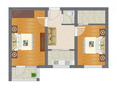 2室1厅 51.00平米