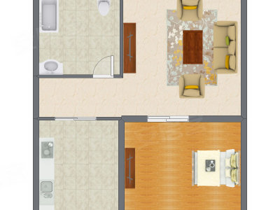 1室1厅 36.29平米户型图