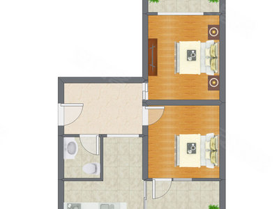 2室1厅 55.31平米户型图