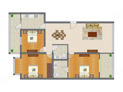 3室2厅 136.57平米户型图
