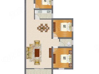 3室2厅 82.00平米