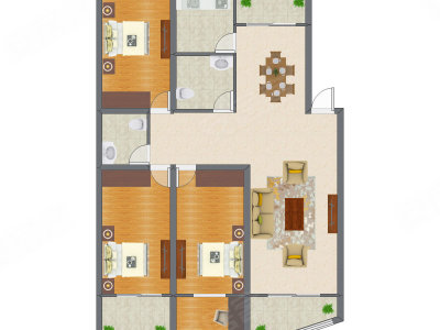 3室2厅 117.25平米户型图