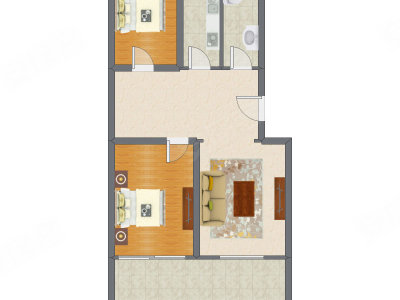 2室1厅 85.26平米户型图