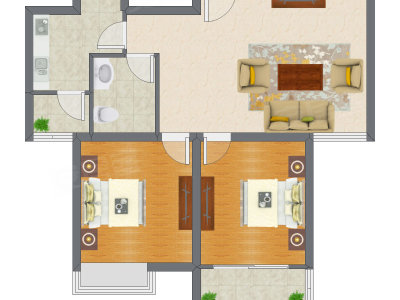 2室1厅 83.32平米