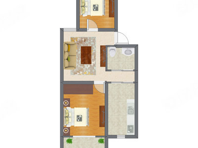 2室1厅 67.00平米