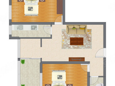 2室1厅 93.75平米户型图