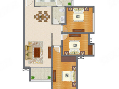 3室2厅 88.11平米户型图