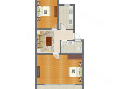 2室1厅 53.64平米