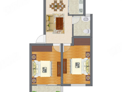 2室2厅 72.92平米户型图
