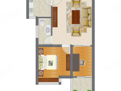 2室1厅 60.29平米户型图