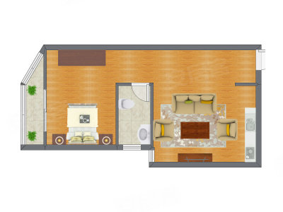 1室0厅 47.65平米户型图