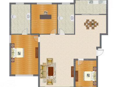 3室2厅 180.00平米户型图