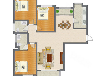 3室2厅 127.66平米户型图