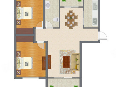 2室2厅 87.78平米