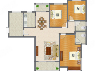 3室2厅 119.31平米户型图