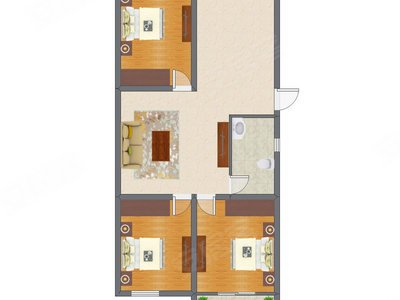 3室1厅 85.50平米