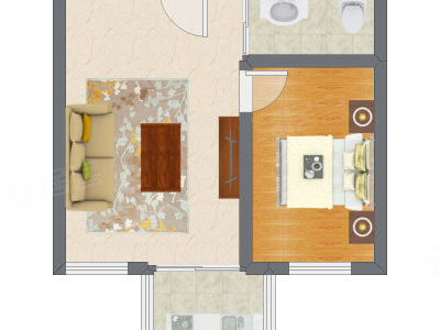 1室1厅 49.22平米户型图
