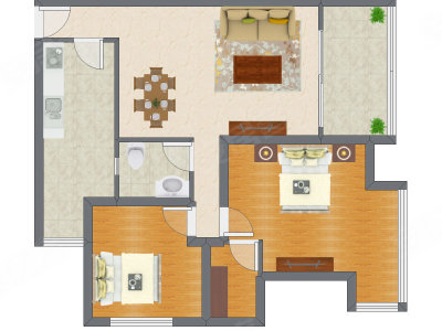 2室2厅 89.23平米户型图