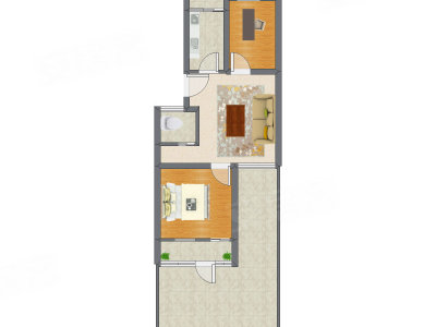 2室1厅 55.35平米