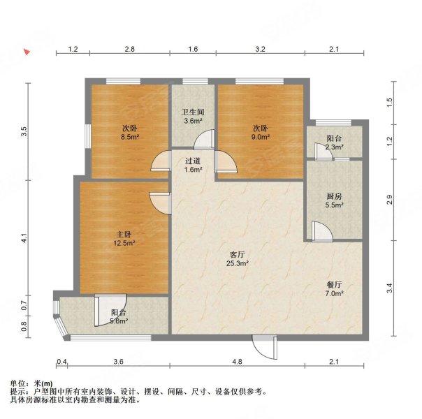 前埔北区精装修大三房非顶楼,侨福城小区(一期)二手房,325万,3室2厅,1