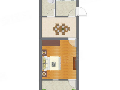 1室1厅 31.53平米户型图