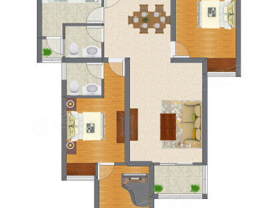 2室2厅 90.76平米