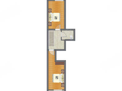 2室1厅 34.32平米