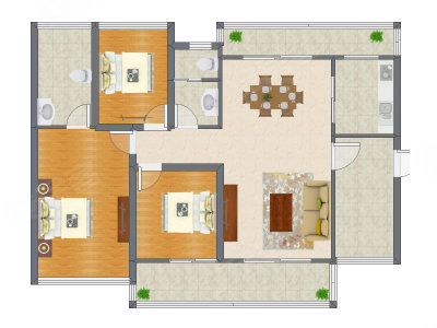 3室1厅 99.17平米