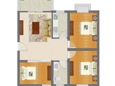 3室1厅 83.90平米